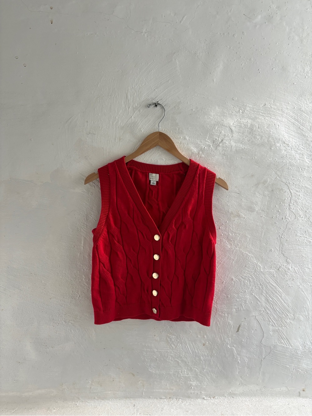 A New Day brand red cable-knit sweater vest